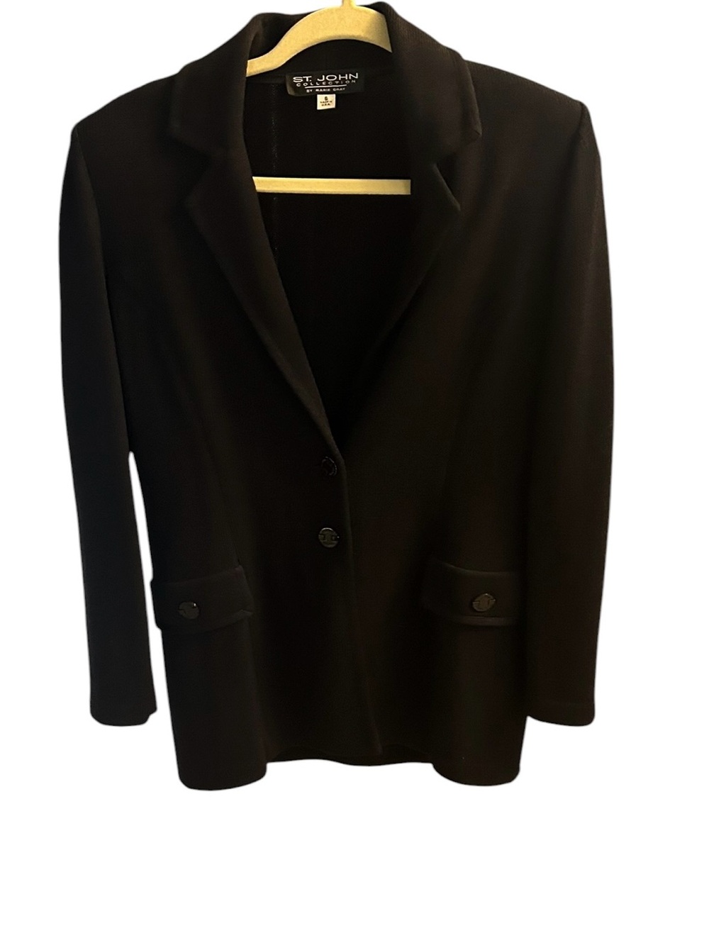 vintage St. John Collection by Marie Gray black knit blazer, sz 4